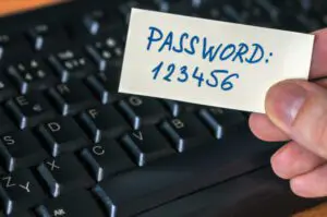 password security password written on a piece of paper, not good password security