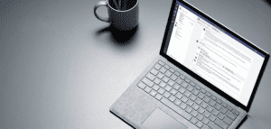 laptop open to email 