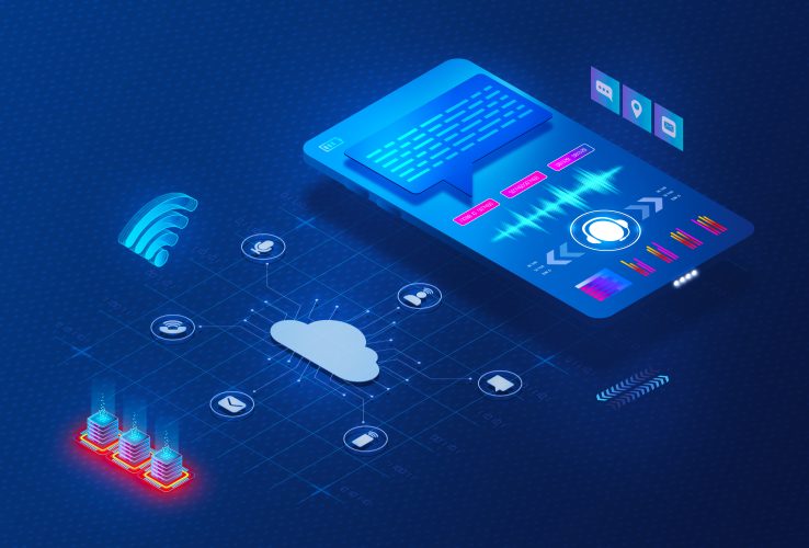 Cloud Communications Concept - Contact Center as a Service and Communications Platform as a Service - CPaaS and CCaaS - New Cloud-based IT Solutions - 3D Illustration